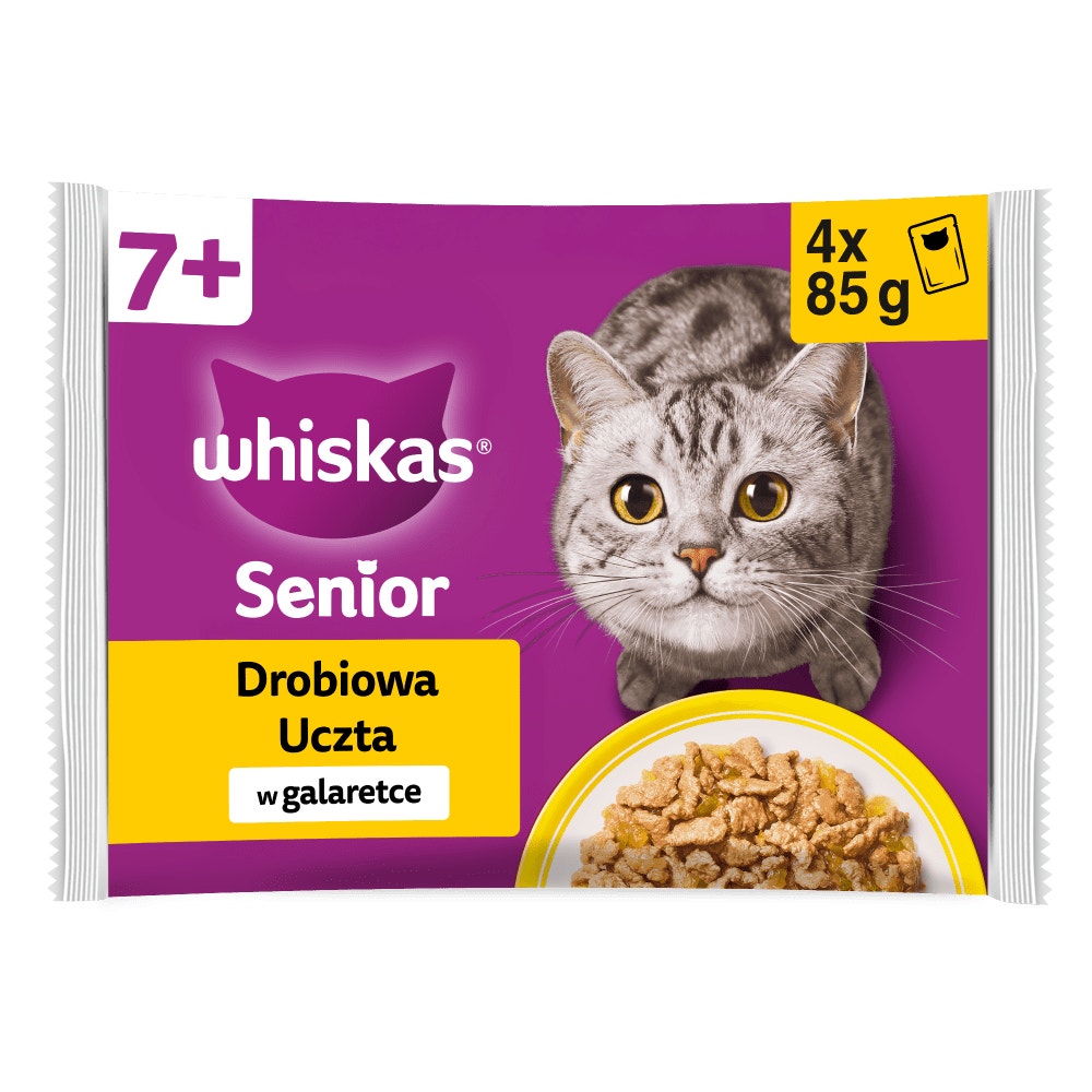 WHISKAS® Senior Karma mokra Drobiowa Uczta w galaretce, 4 x 85 g - 1