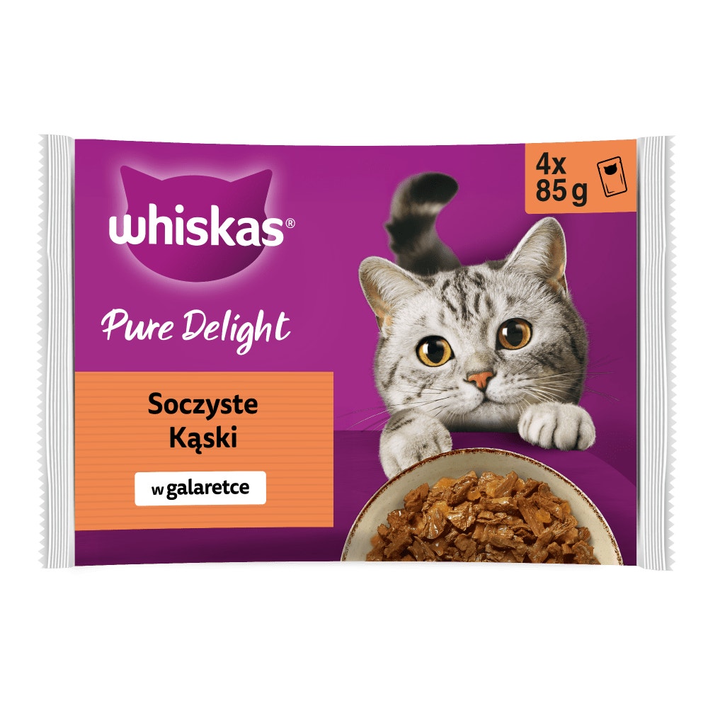 WHISKAS® Pure Delight Karma mokra Soczyste Kąski w galaretce, 4 x 85 g - 1