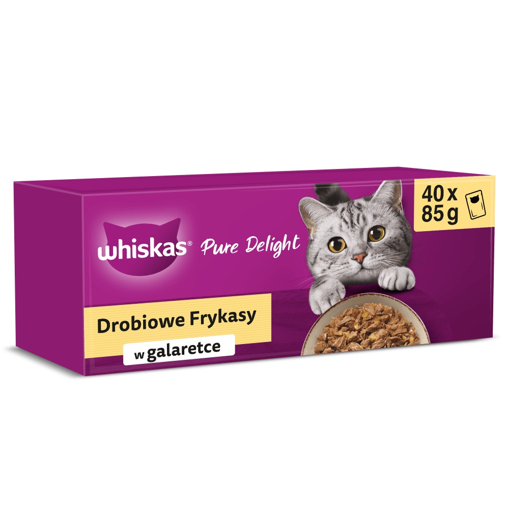 WHISKAS® Pure Delight Karma mokra Drobiowe Frykasy w galaretce, 40 x 85 g - 1