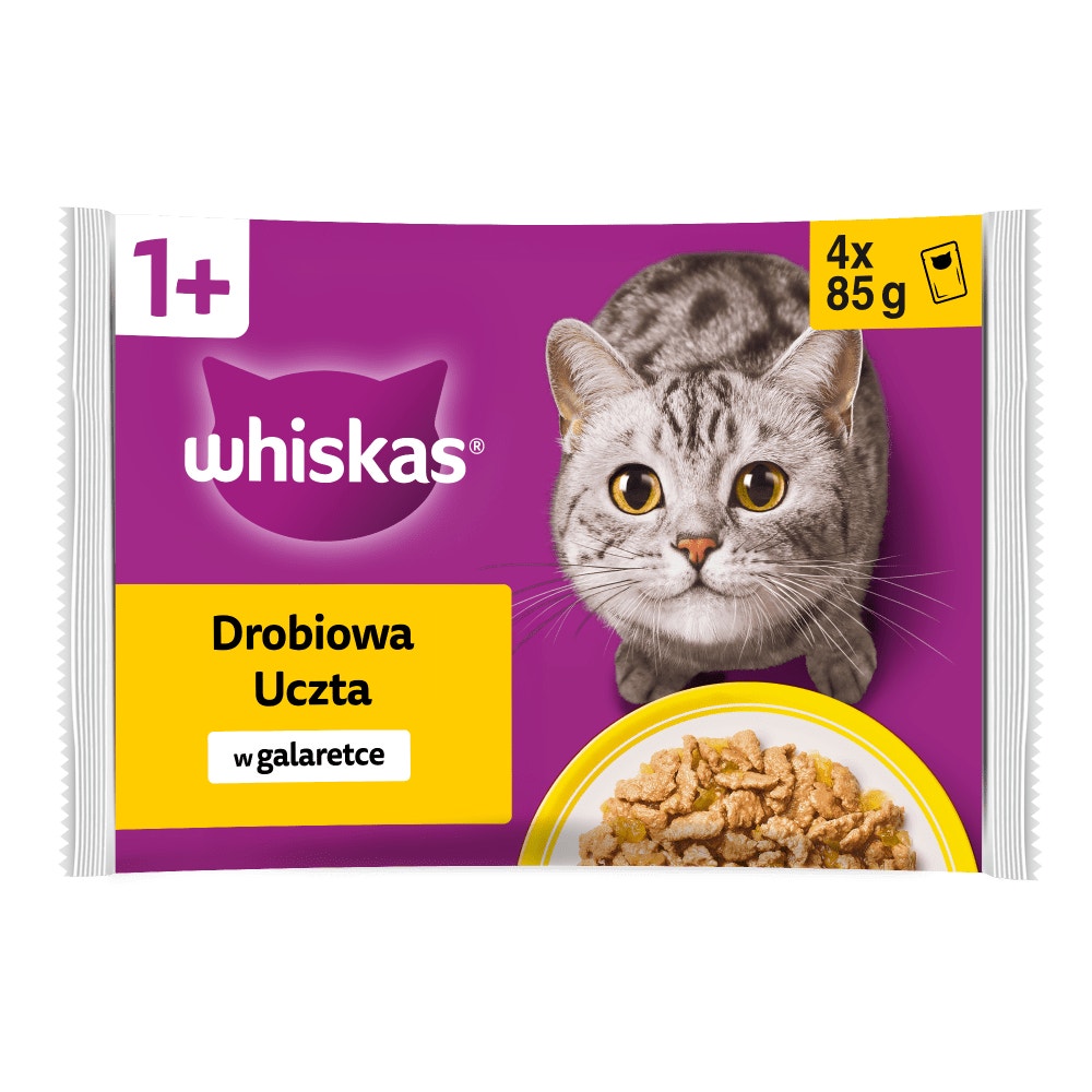 WHISKAS® Karma mokra Drobiowa Uczta w galaretce, 4 x 85 g - 1