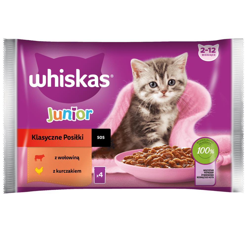 WHISKAS® Junior Klasyczne Posiłki w sosie 4 x 85g​ - 1