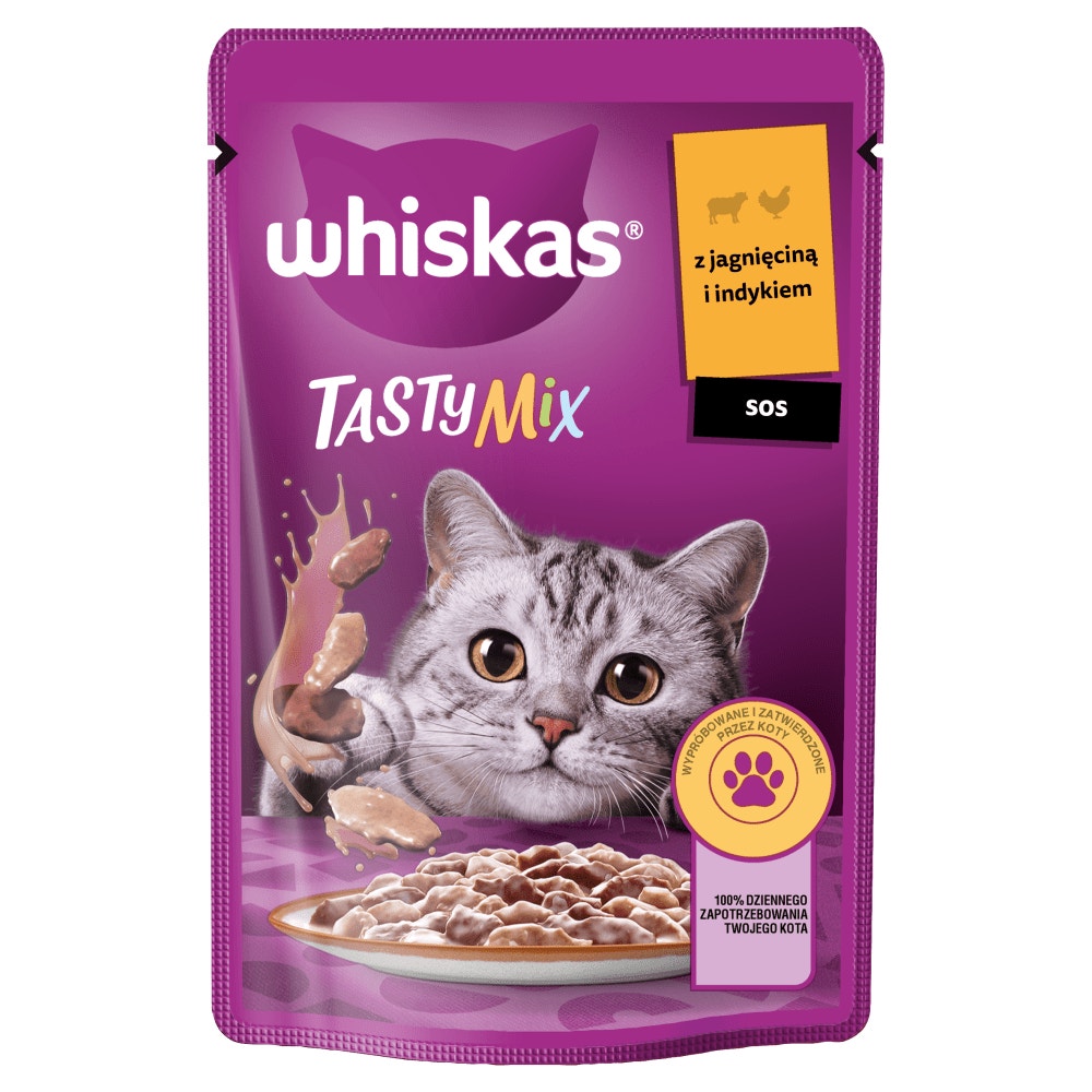 WHISKAS® Tasty Mix z Jagnięciną i indykiem w sosie 85g - 1