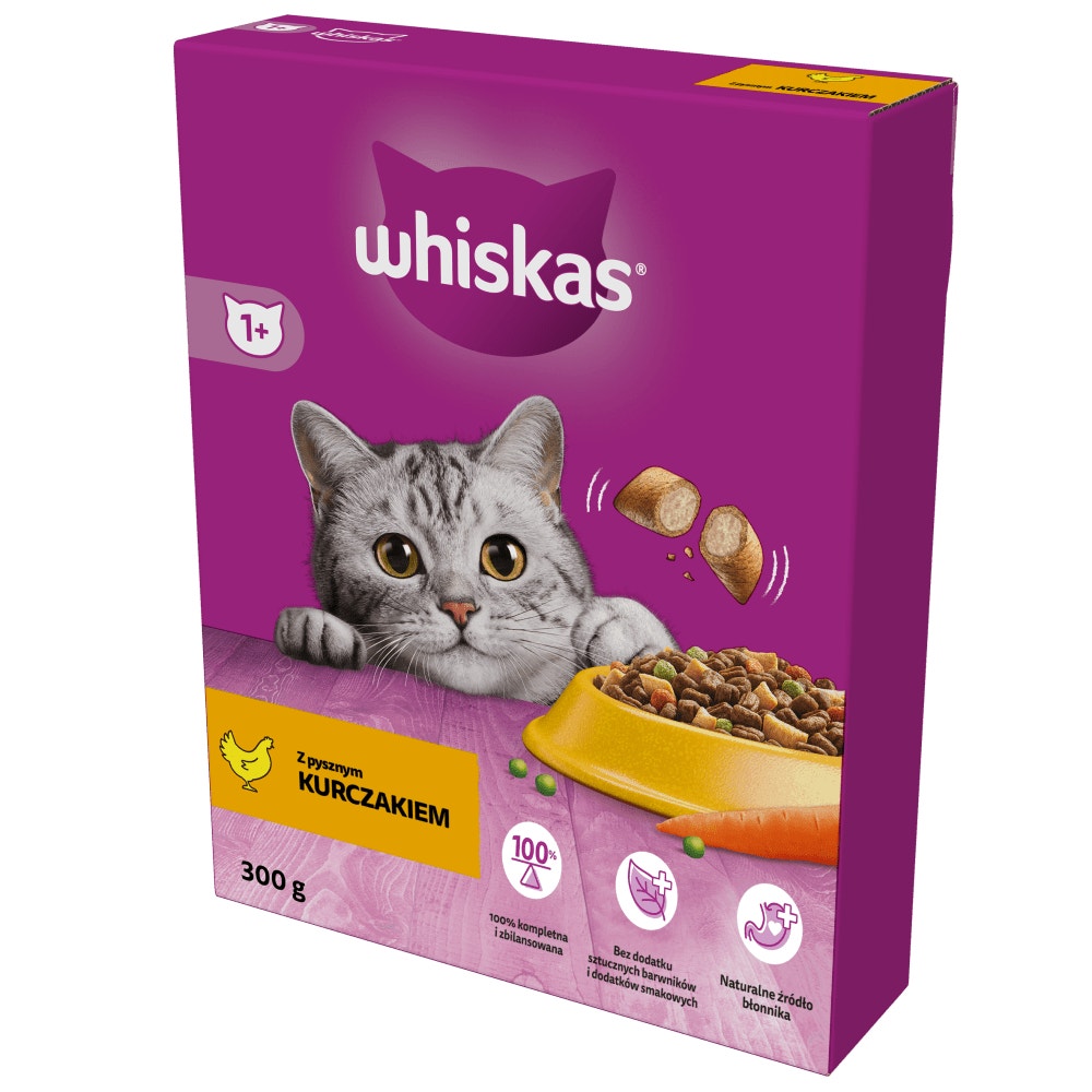 WHISKAS® Sucha karma z Pysznym kurczakiem 300g, 800g, 1.4kg, 1.9kg, 3.8kg, 7kg & 14kg - 1