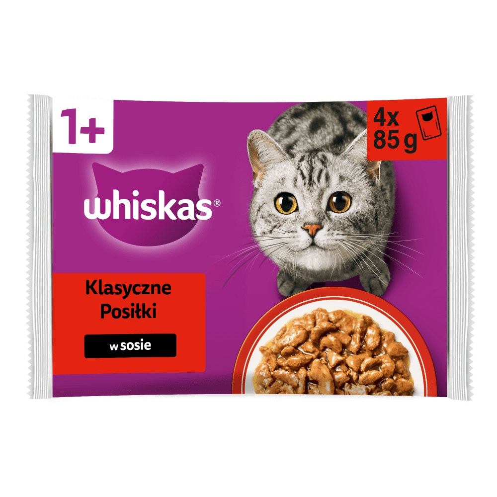 WHISKAS® Karma mokra Klasyczne Posiłki w sosie, 4 x 85 g - 1