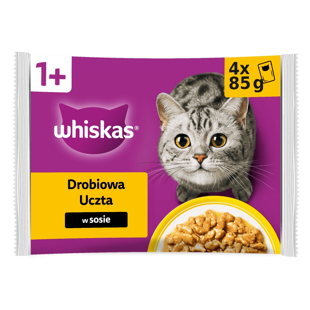 WHISKAS® Karma mokra Drobiowa Uczta w sosie, 4 x 85 g - 1