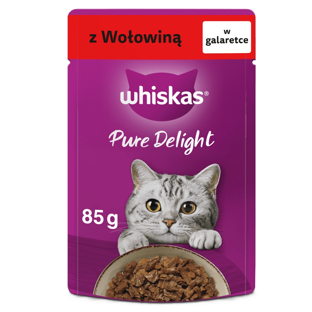 WHISKAS® Pure Delight Karma mokra z Wołowiną w galaretce, 85 g - 1