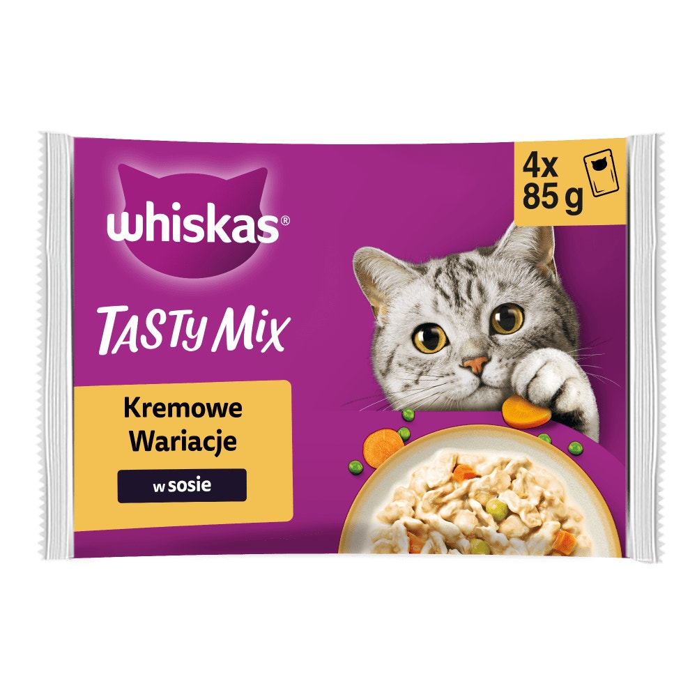 WHISKAS® Tasty Mix Karma mokra Kremowe Wariacje w sosie, 4, 8 & 12 x 85 g - 1