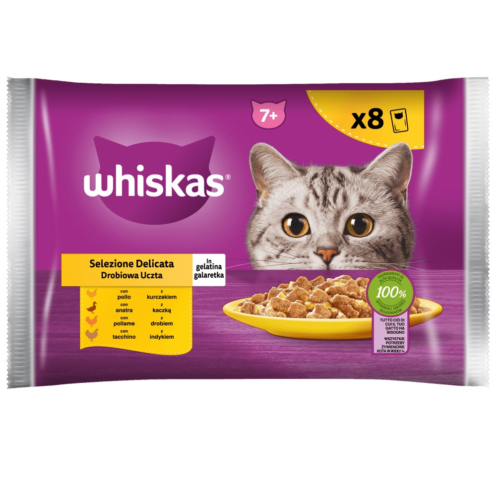 WHISKAS® Senior Drobiowa Uczta w galaretce 8 x 85g - 1
