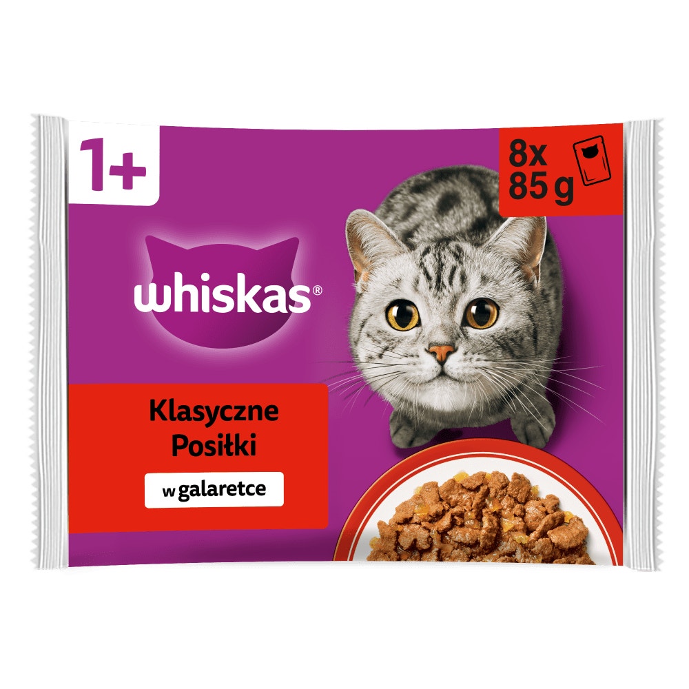 WHISKAS® Karma mokra Klasyczne Posiłki w galaretce, 8 x 85 g - 1