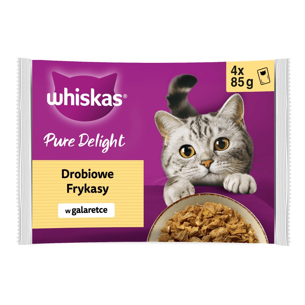 WHISKAS® Pure Delight Karma mokra Drobiowe Frykasy w galaretce, 4 x 85 g - 1