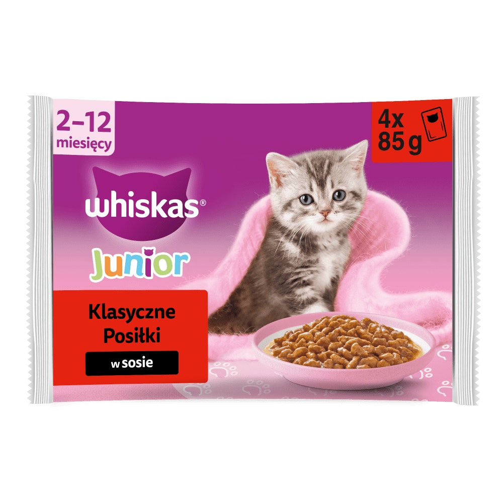 WHISKAS® Junior Karma mokra Klasyczne Posiłki w sosie, 4 x 85 g - 1