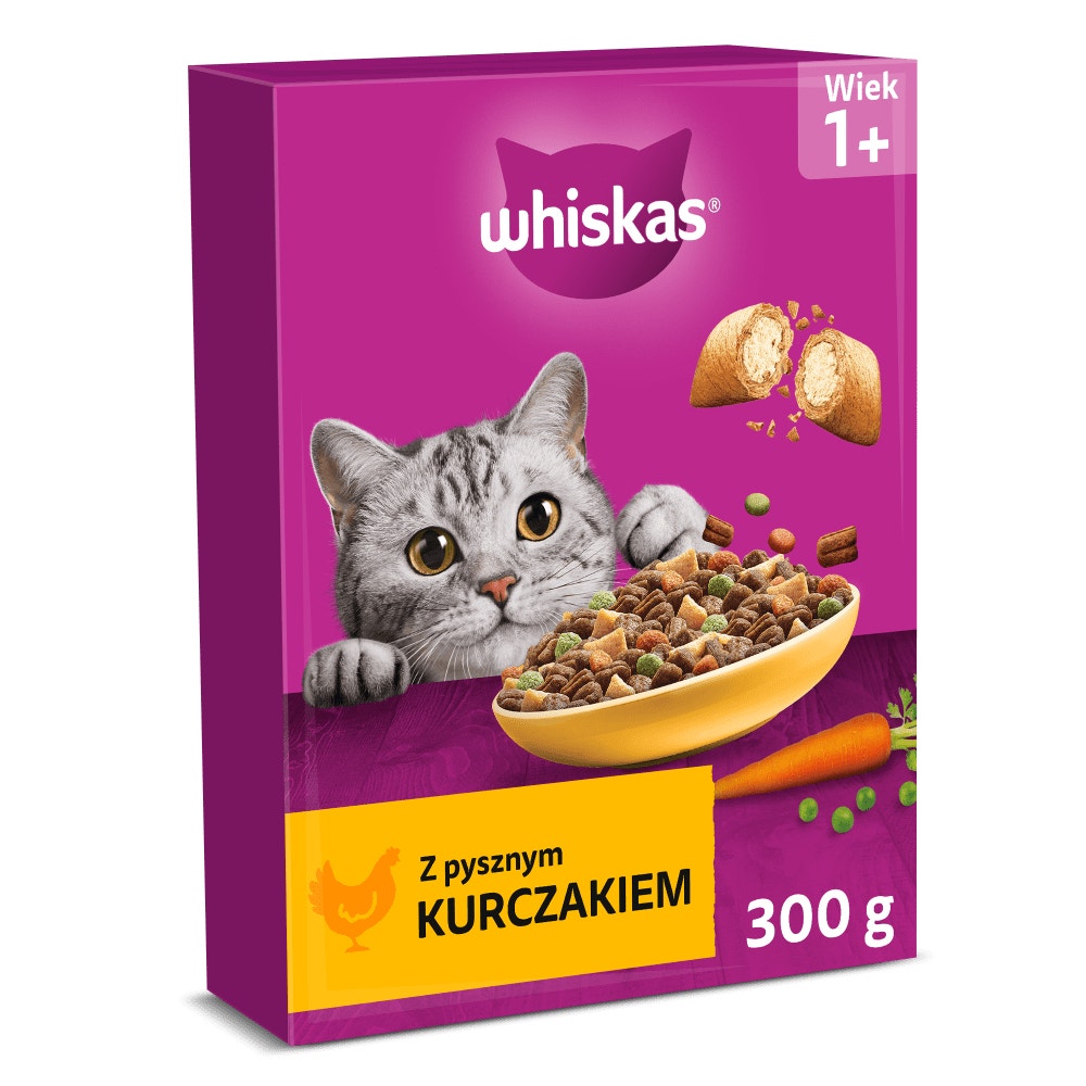 WHISKAS® Karma sucha z Kurczakiem, 300 g, 800 g, 1,4 kg, 1,9 kg, 3,8 kg, 7 kg, 14 kg - 1