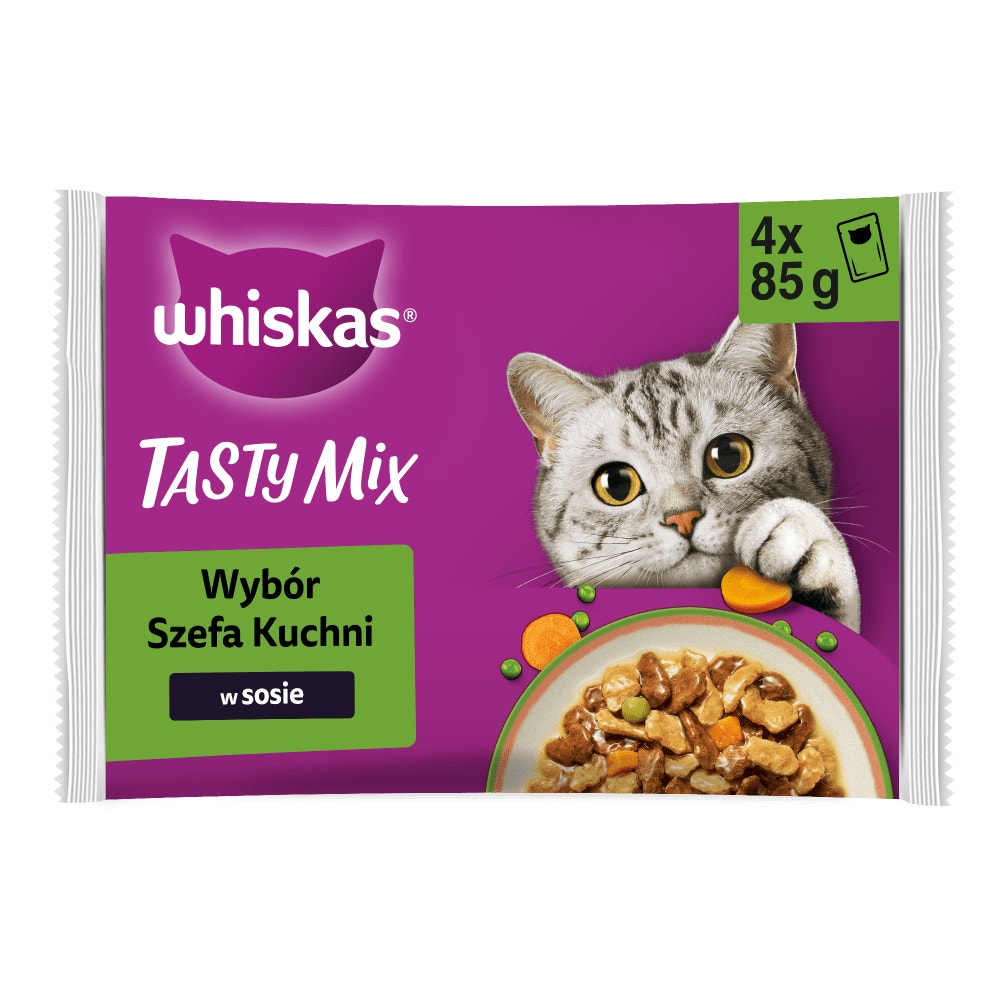 WHISKAS® Tasty Mix Karma mokra Wybór Szefa Kuchni w sosie, 4 x 85 g - 1