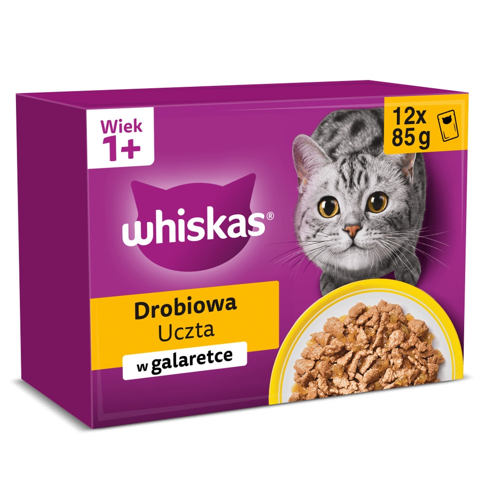 WHISKAS® Karma mokra Drobiowa Uczta w galaretce, 12 & 80 x 85 g - 1