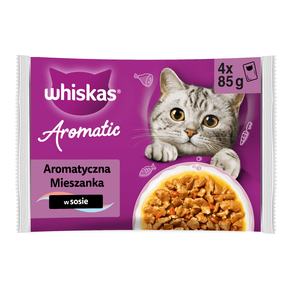 WHISKAS® Aromatic Karma mokra Aromatyczna mieszanka w sosie, 4 x 85 g - 1